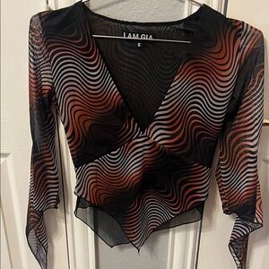 I.AM.GIA Women's Black and Red Swirl Top